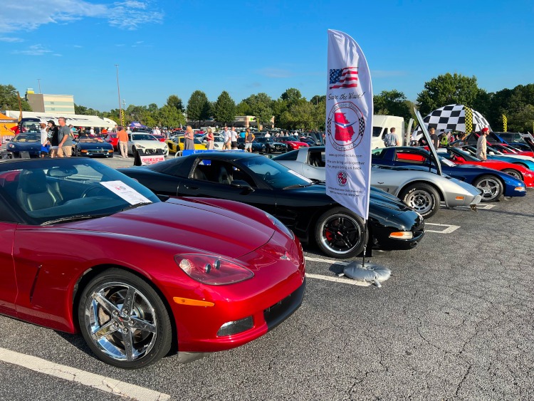 Corvettes at a car show