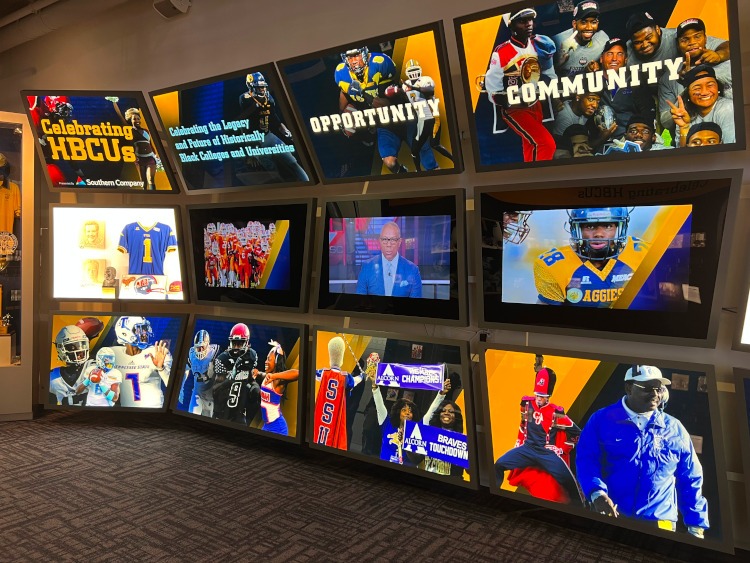Display of historically Black Colleges and Universities at the College Football Hall of Fame.