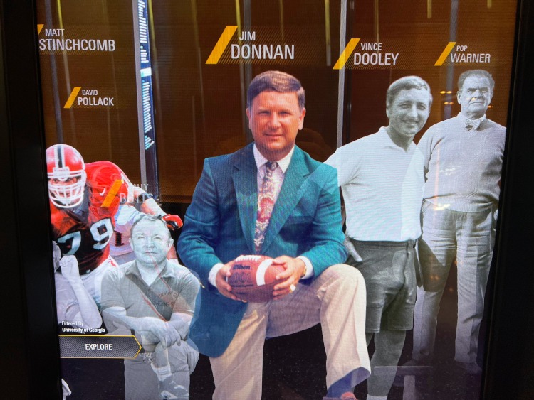 An interactive screen of Georgia Football great at the College Football Hall of Fame.