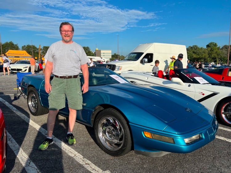 Fourth-generation aqua blue Corvette convertible