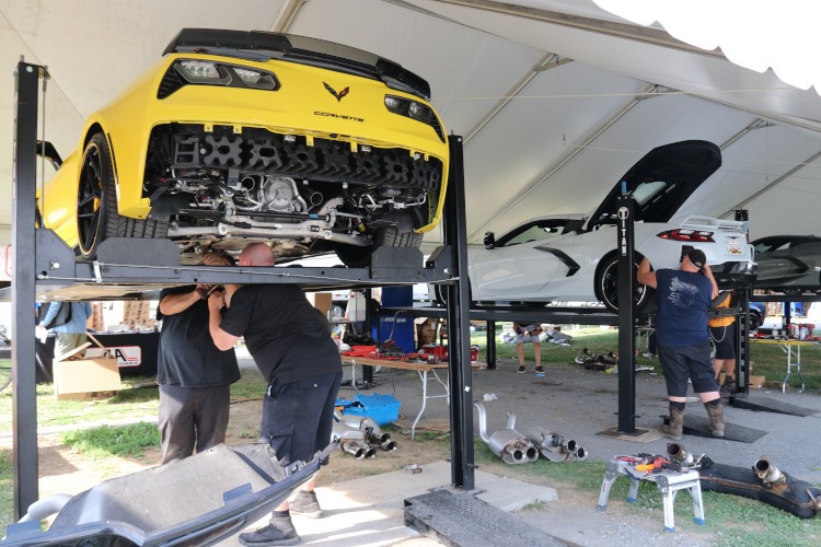 Changing exhausts at Corvettes of Carlisle event