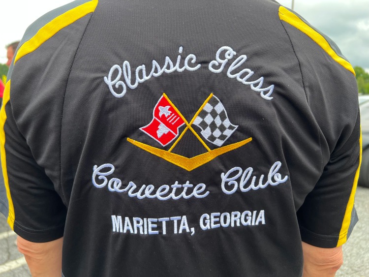 the back of a Classic Glass Corvette club shirt