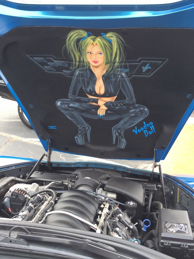 Voodoo Dall custom painting on a Corvette hood liner.