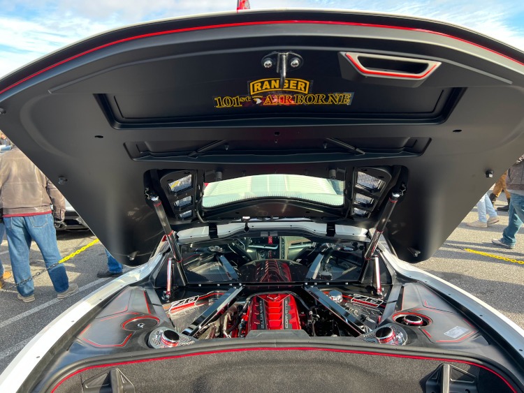 Engine bay of an eighth-generation Corvette coupe.