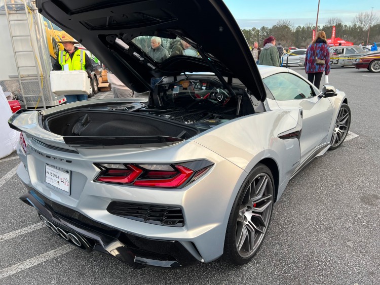 Back side view of a Silver Flair Z06 Corvette