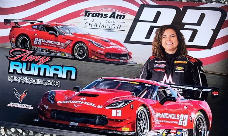Advertisement for Amy Ruman, Corvette Trans-Am driver
