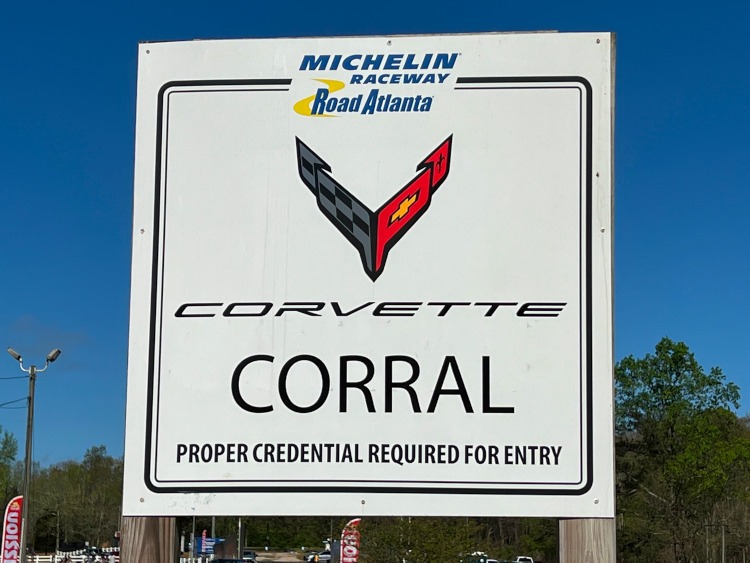 The Corvette Corral sign at Michelin Raceway Road Atrlanta