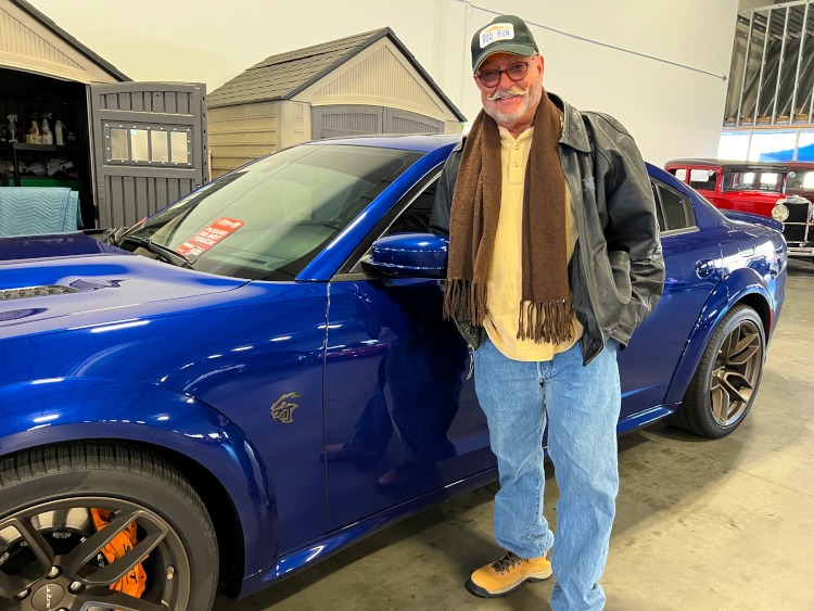 Latest edition of a four door Dodge Hellcat in blue