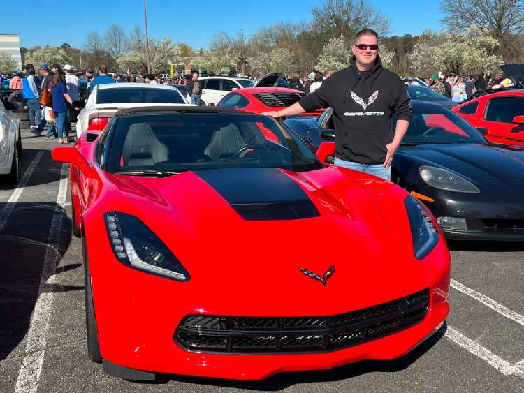 C7 seventh-generation Torch Red Z51 optioned Corvette coupe