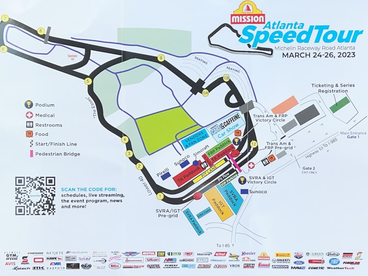A map of the Michelin Raceway Road Atlanta road course.