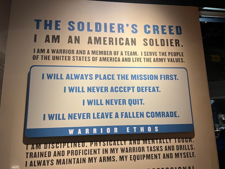 The Soldier's Creed on the wall of the U.S. Infantry Museum.