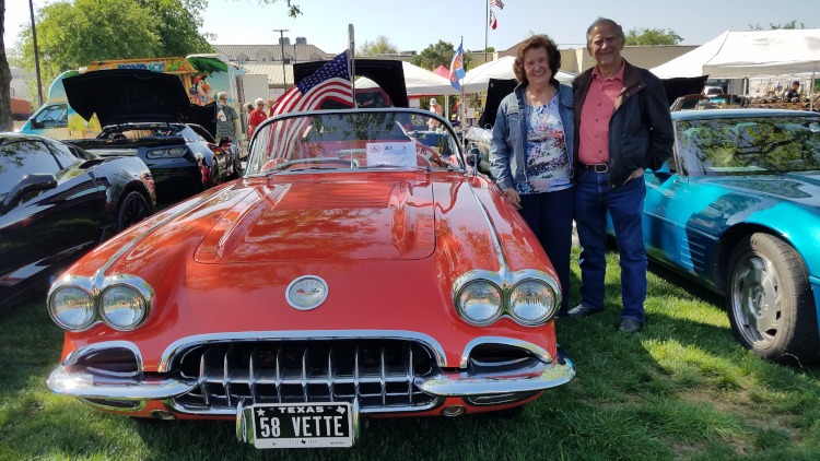 First-generation red Corvette convertible.