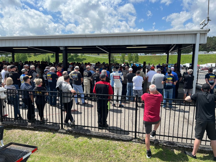 The drivers meeting for the 2023 HSR "The Mitty" event.