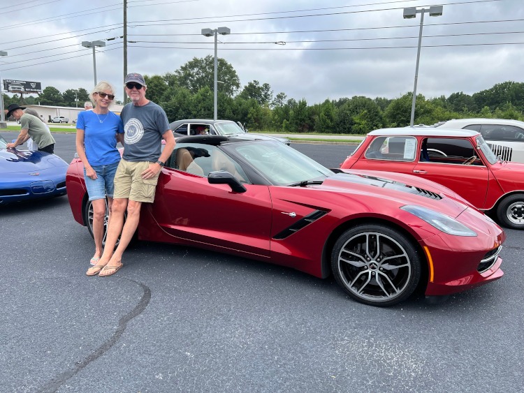A red seventh-generation Corvette coupe.