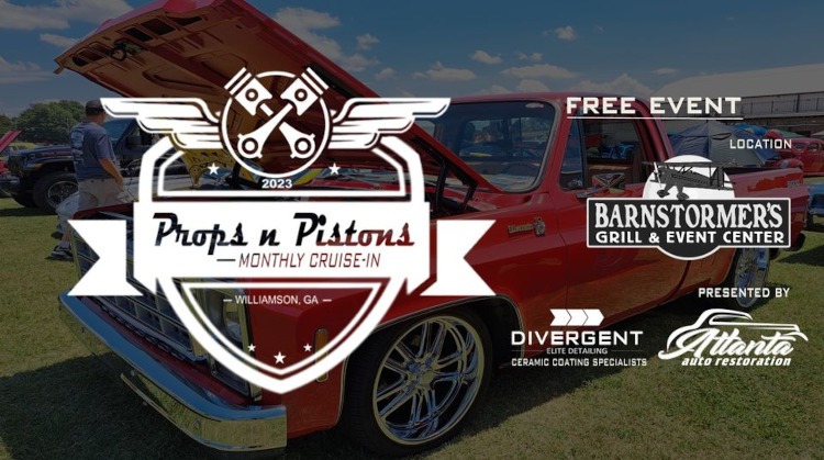 Advertisement for the Props n' piston car show at the aerodrome.