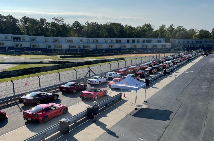 Corvettes lined up for the parade lap.