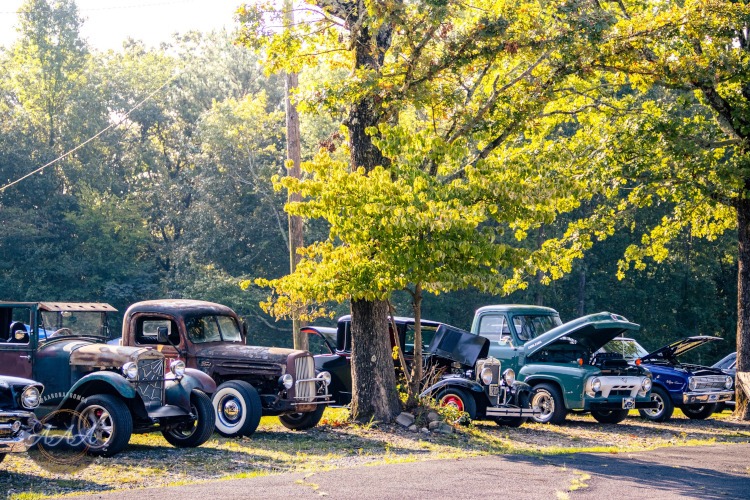 A group of vintage trucks at a car show in Georgia.