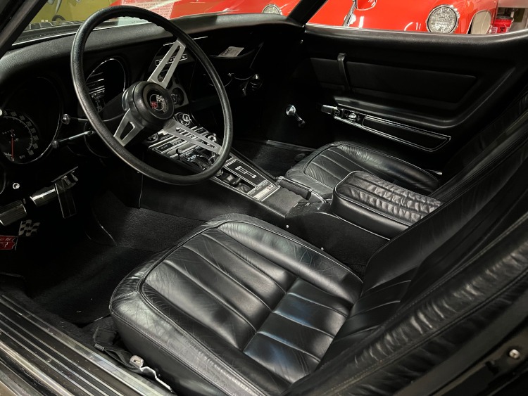 Interior of a classic Corvette with 4-speed transmission