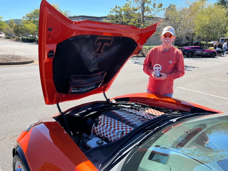 Custom engine compartment for a 2019 C7 Corvette.