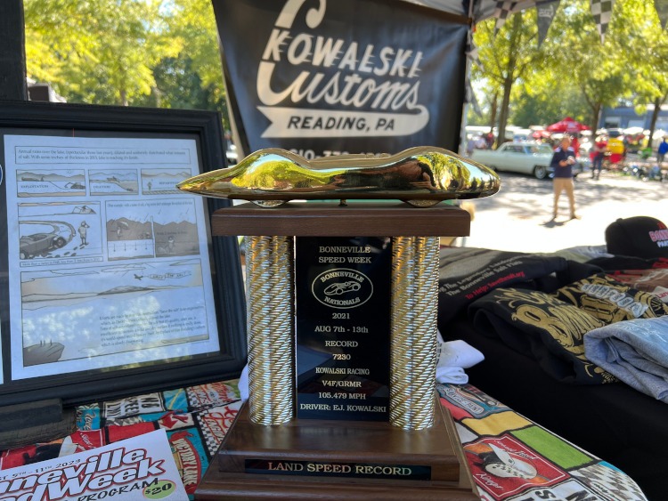 A trophy from the Bonneville Speed week.