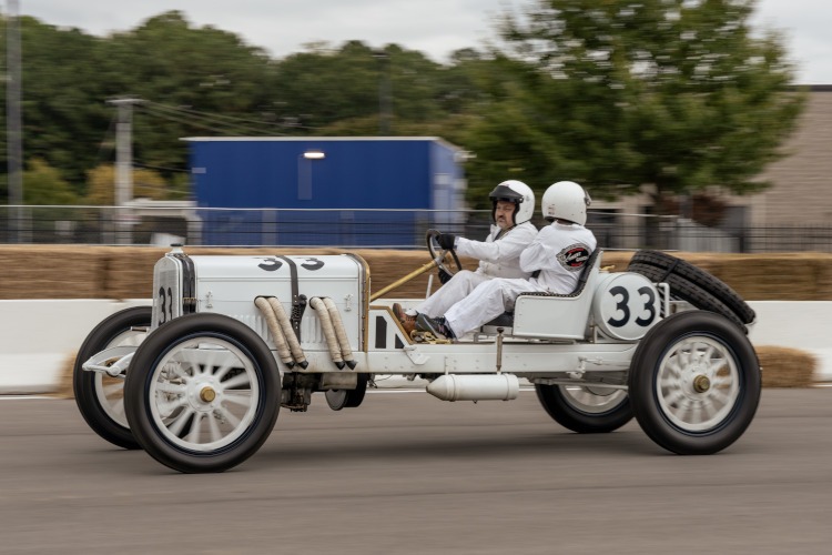 1920s era race car on a road course.