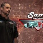 Sam Mahdavi with Sam's Garage logo