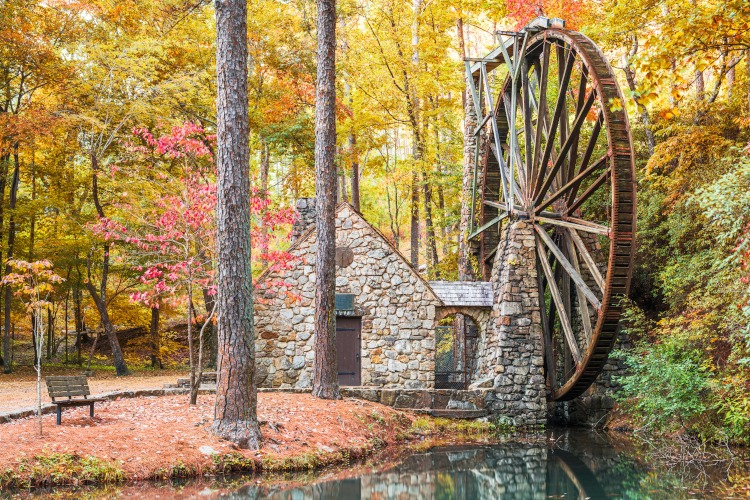 A large water wheel.