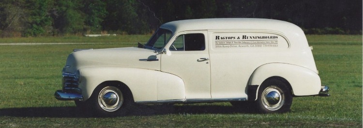 Vintage white panel truck