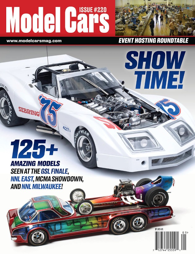 Car models on the cover of a magazine