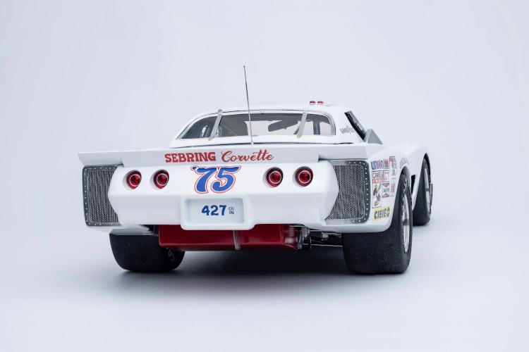 Rear view of a scale Corvette model.